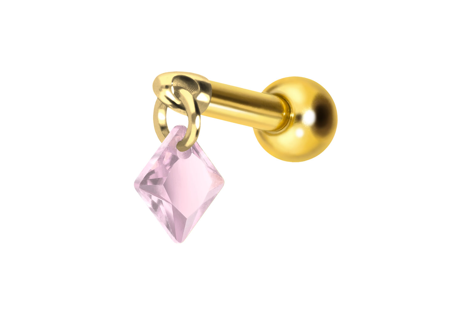 Titan Ohrpiercing mit Innengewinde KRISTALLQUADRAT